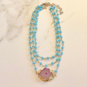 Neiman Marcus Layered Beaded Necklace in Turquoise